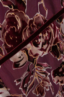 Marchesa Notte Tiered floral-print devoré-velvet gown
