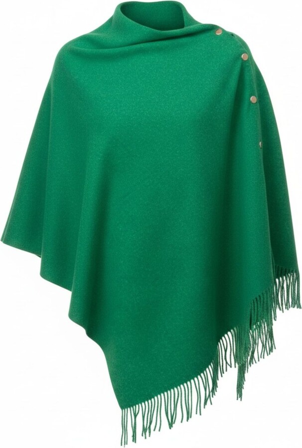Franchetti Bond Gisella Emerald Green Button Poncho