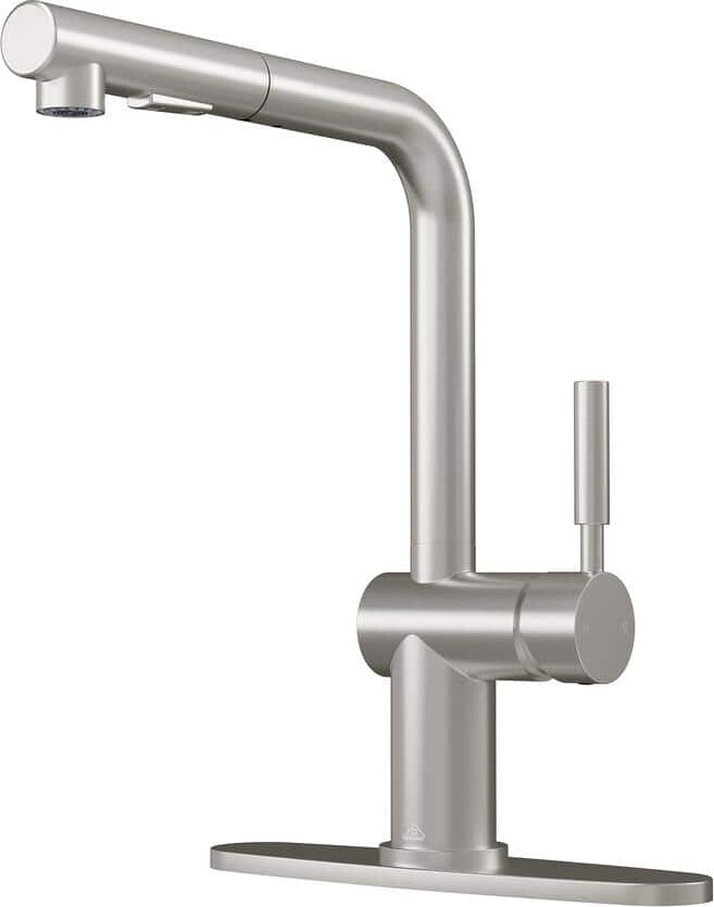 CASAINC Single Handle Pull Out Sprayer Kitchen Faucet Deckplate Included in Brushed Nickel