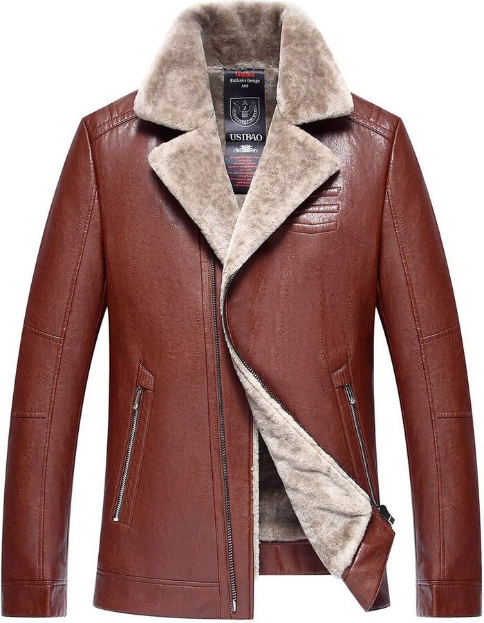 Warm Vintage Sheepskin Jacket Luxury, Mens Casual Winter Coats Uk