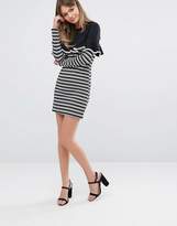 Thumbnail for your product : Fashion Union Frill And Stripe Bodycon Dress