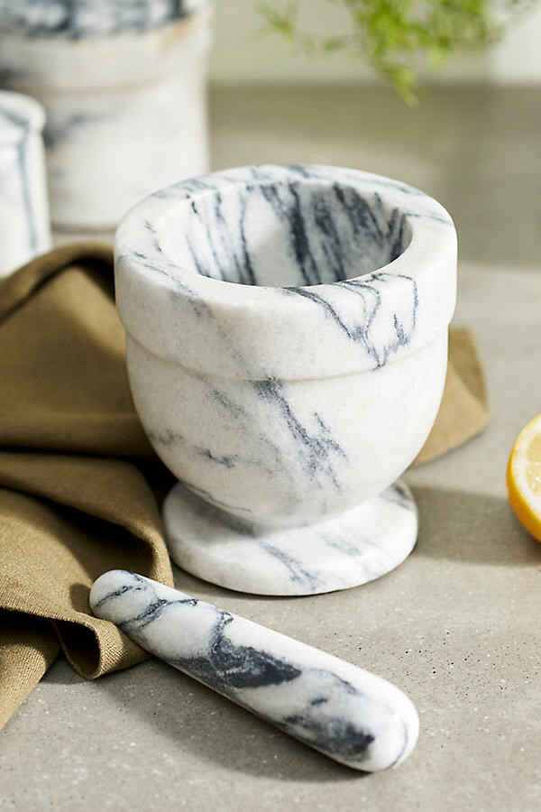 Smoky White Marble Mortar + Pestle at Terrain