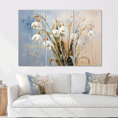 Red Barrel Studio White And Blue Snowdrops Simplicity II - Snowdrops Wall Art Set