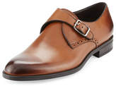 Thumbnail for your product : Ermenegildo Zegna Burnished Leather Monk-Strap Shoe, Brown