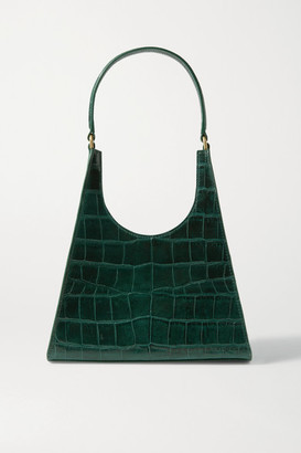 STAUD Rey Croc-effect Leather Tote - Emerald