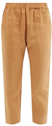 Loup Charmant Beach Cropped Linen Relaxed-fit Trousers - Camel