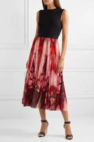 Thumbnail for your product : Alexander McQueen Stretch-jersey And Printed Stretch-knit Midi Dress - Red
