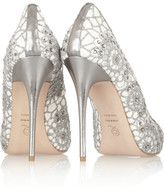 Thumbnail for your product : Alexander McQueen Crystal-embellished embroidered suede pumps