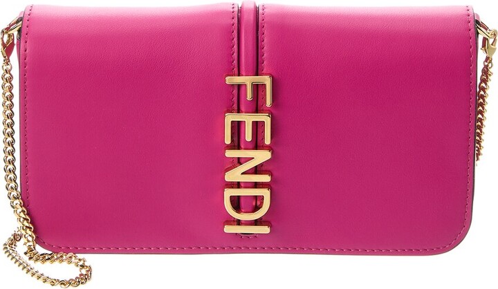 Fendi Graphy Leather Wallet On Chain in Pink