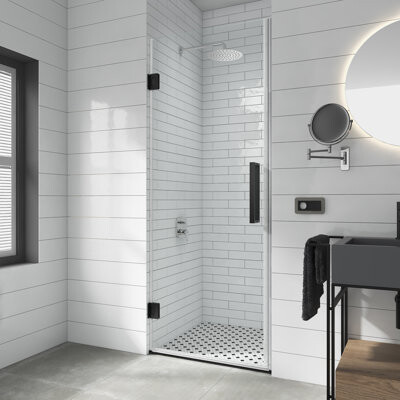 Borealis 29" W x 72" H Hinged Frameless Shower Door with Heat Soaking Process, Treated with Protective Coating