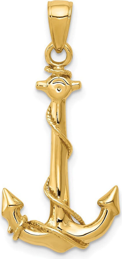 Diamond2Deal 10k Yellow Gold Anchor Rope Pendant