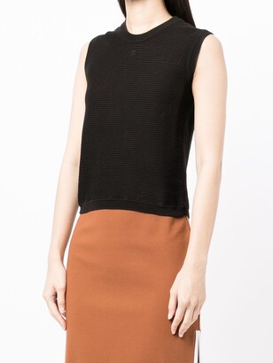 Chanel Pre Owned 1990s CC ribbed sleeveless top