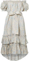 Thumbnail for your product : Zimmermann Helm Off-the-shoulder Tiered Printed Linen Dress