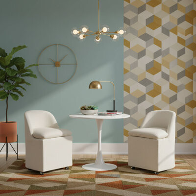 39F inc Modern Chenille Fabric Chairs And Round Table Reception Set |Comfortable & Durable For Business Reception Rooms