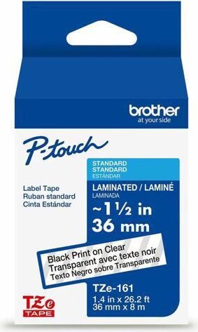 Brother P-touch TZe Laminated Label Tape - - DiameterTape - Clear - Laminated - Temperature Resistant, Easy to Read, Peeling Resistant, Fade...
