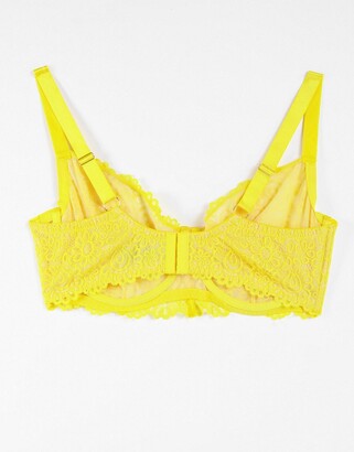 We Are We Wear Curve lace non padded bra in yellow