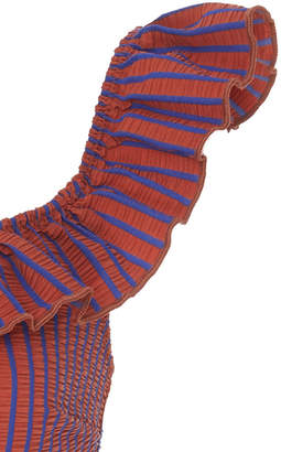 Solid & Striped Paloma Ruffle Seersucker Bikini Top