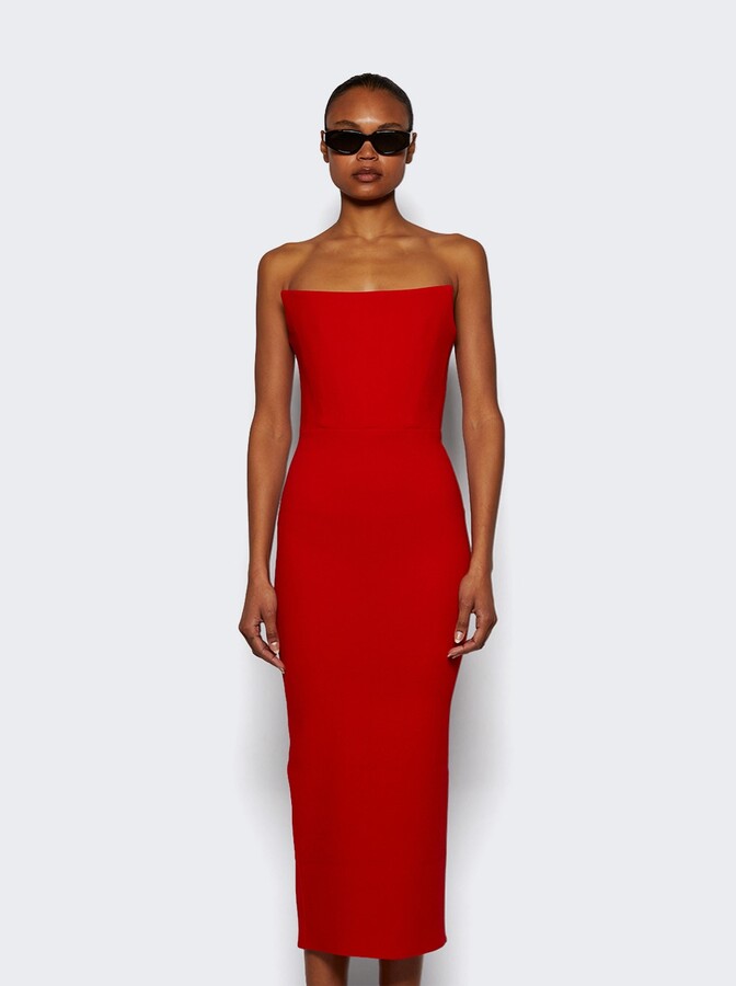 Alex Perry Strapless Dress In Stretch Crepe Red
