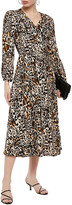Thumbnail for your product : Milly Gathered Leopard-jacquard Midi Wrap Dress