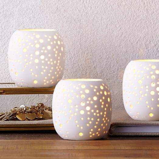 Pierced Porcelain Tealights - Constellation