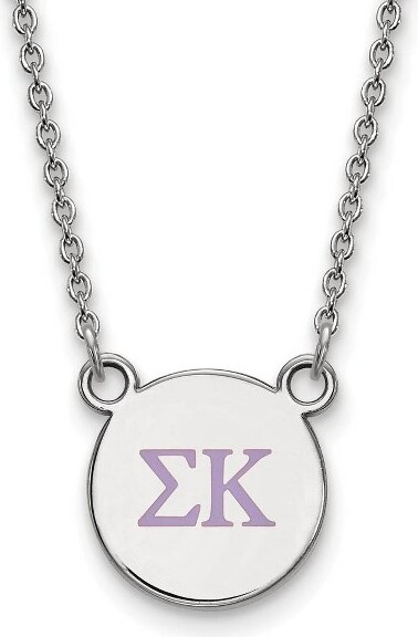 Black Bow Jewelry Co. BlackBowJewelrySterlingSilverSigmaKappaGreekLifeEnameledLavendarLettersSmallDiscNecklace18Inch