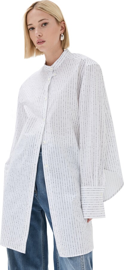 Recto Nep Stripe Unbalanced Length Shirt