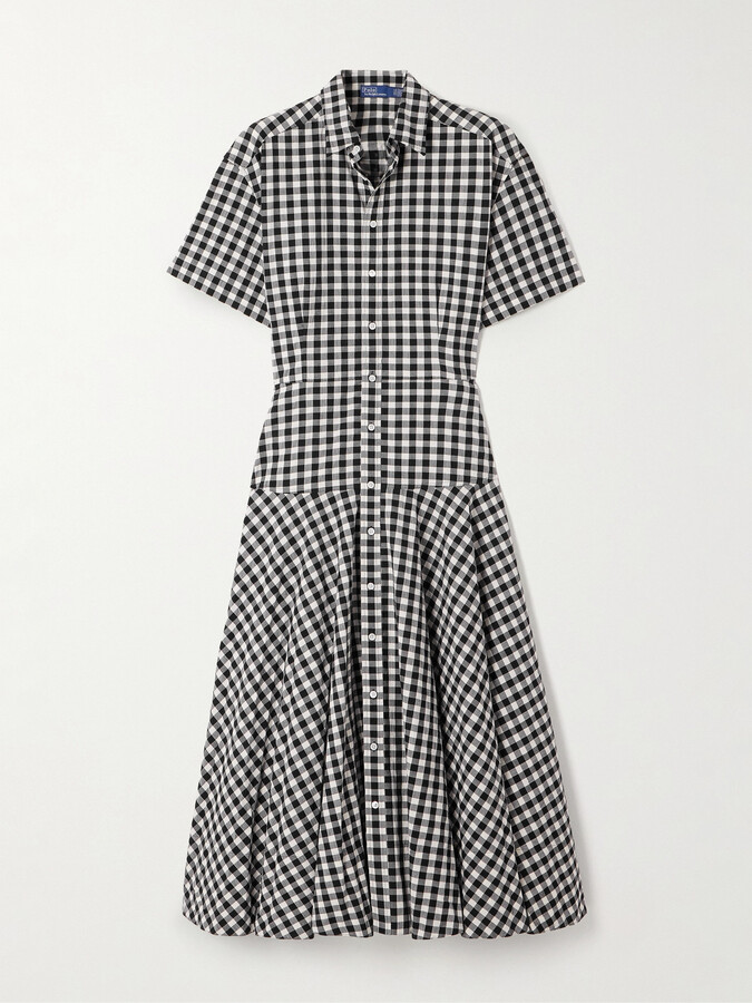 Polo Ralph Lauren Gingham Cotton Midi Shirt Dress - Black