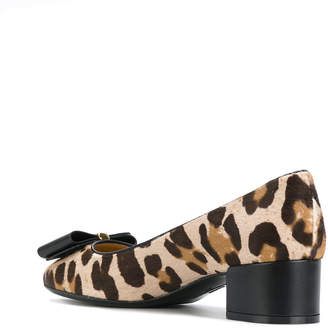 Ferragamo leopard print block heel pumps