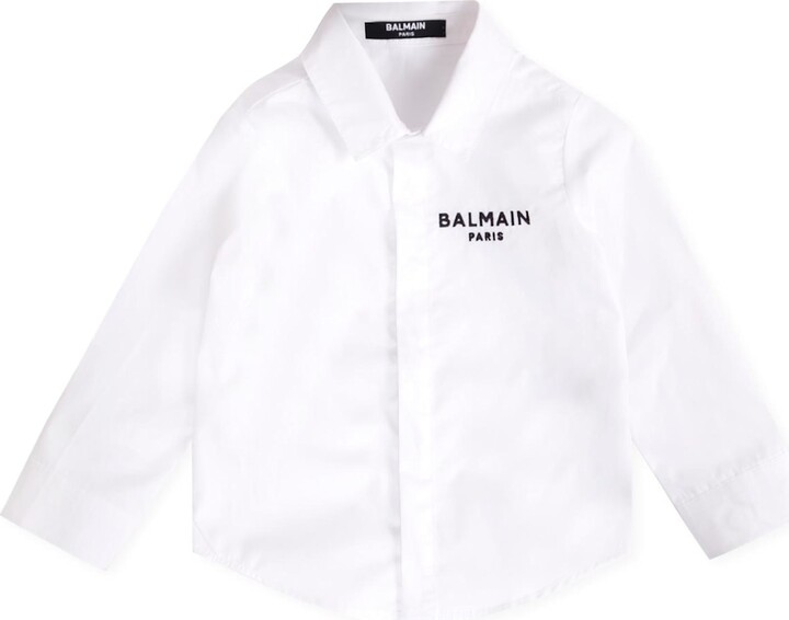 Balmain White Shirt For Baby Boy With Logo