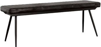 Hokku Designs Bench With Firm Cushion, Black Metal Legs For Support Leather Side Bench, Base An Elegant Look