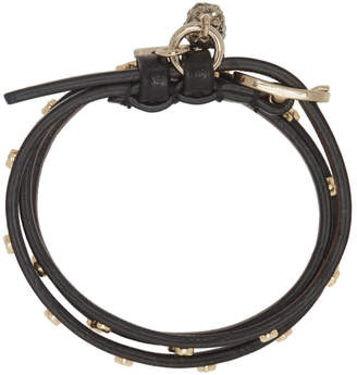 Alexander McQueen Black and Gold Studded Multi Wrap Bracelet