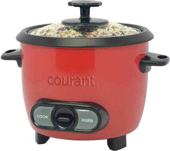 Courant 8-Cup (Cooked) / 4-Cup Uncooked Rice Cooker and Steamer with One-Touch Operation, Automatic Keep Warm Function, Red
