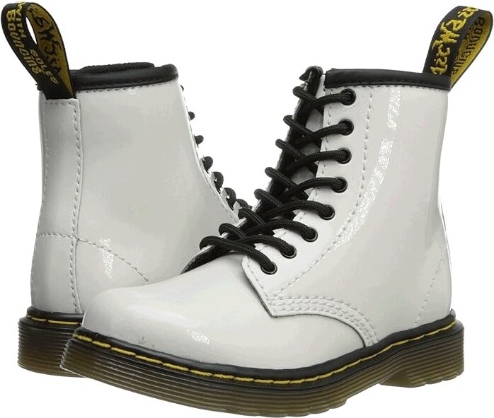 Dr. Martens Kid's Collection 1460 Infant Brooklee B Lace Up Fashion Boot  (Toddler) (White Patent Lamper) Kids Shoes - ShopStyle