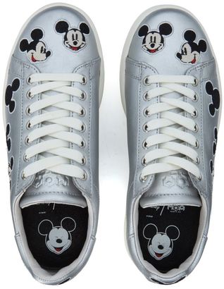 Moa Mickey Mouse Silver Leather Sneaker