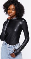 Thumbnail for your product : Forever 21 Faux Leather Long-Sleeve Bodysuit