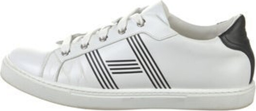 Hermes Avantage Low Top Sneakers White Leather H Logo Rubber Trim Round-Toes Lace-Up Closure at Uppers Includes Box Dust Bag & Additional Laces Designer