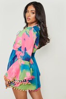 Thumbnail for your product : boohoo Petite Tie Dye Lace Up Beach Dress