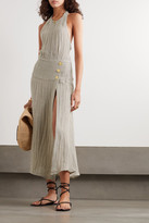 Thumbnail for your product : Le Kasha Dairut Open-back Crinkled Linen Halterneck Maxi Dress - Taupe