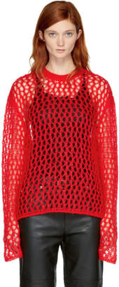 McQ Red Mesh Mohair Sweater