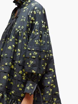 Cecilie Bahnsen - Macy High-neck Floral Fil-coupe Dress - Womens - Black Yellow