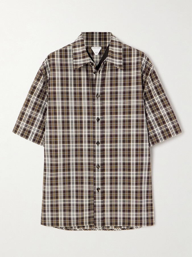 Bottega Veneta Checked Cotton-poplin Shirt - Brown