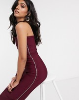 Thumbnail for your product : ASOS Tall ASOS DESIGN Tall one shoulder bandage midi dress in plum