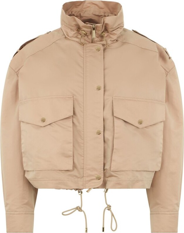 Moorer Cropped Drawstring Pocket Jacket