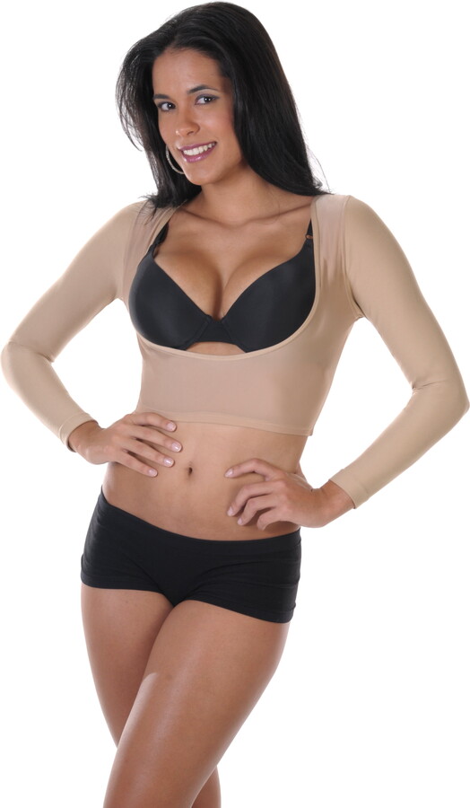 Your Contour Nude Bolero Long Sleeve Arm Shapewear Tank, Slimming Arm Shaper Crop Top, Cami Shaper with Long Sleeve