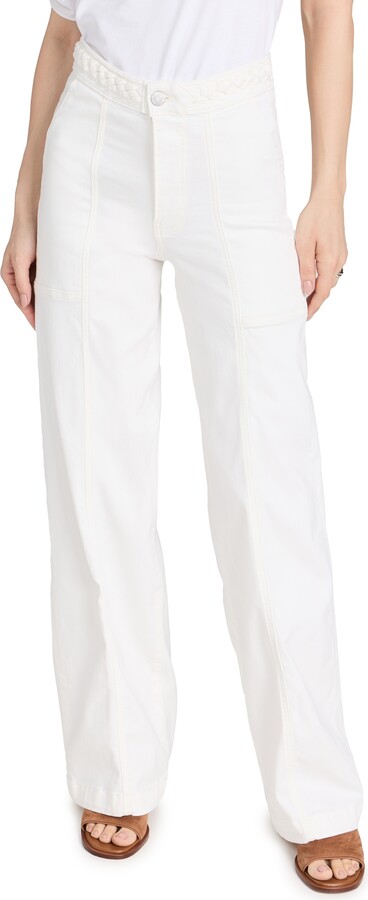 FRAME Braided Waistband Wide Leg Jeans