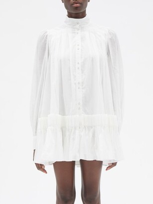 Aje Pavillion Pleated-cotton Mini Shirt Dress