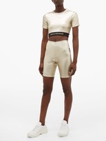 Thumbnail for your product : Paco Rabanne Logo-hem Metallic-jersey Cropped Top - Gold