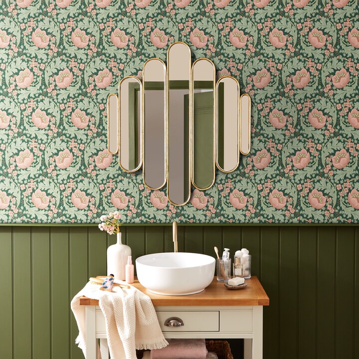 Dunelm Arts and Crafts Floral Wallpaper Green ShopStyle