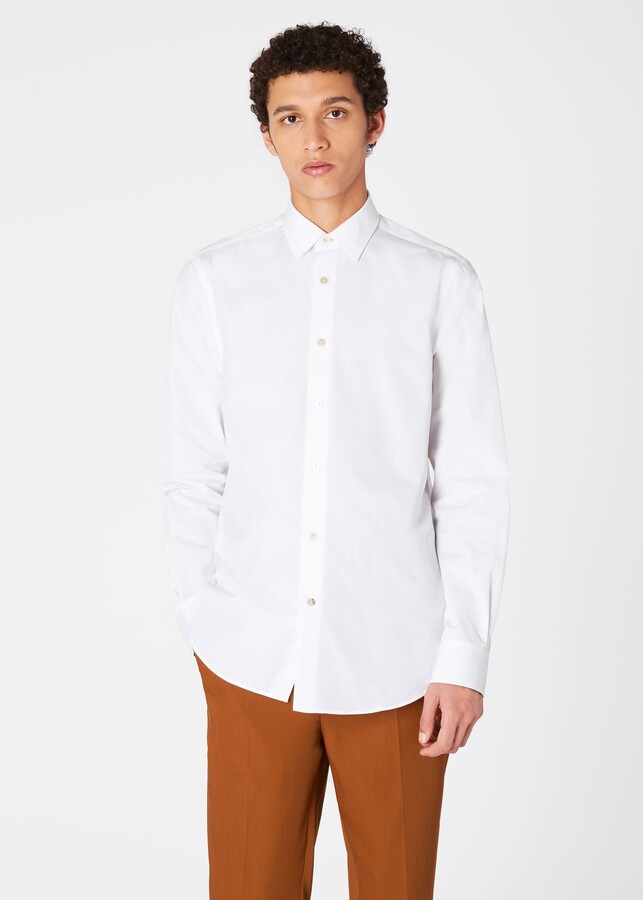 Paul Smith Men's TailoredFit White Cotton 'Artist Stripe' Cuff Shirt ShopStyle
