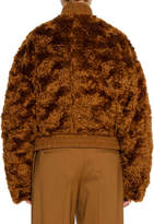 Thumbnail for your product : Jil Sander Zip-Front Furry Mohair Bomber Jacket w Elastic Band Collar